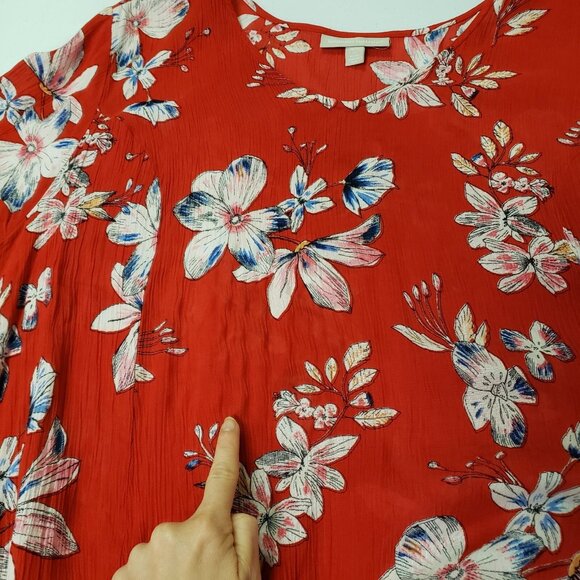 Woman Within Woven Maxi Boho Tropical Dress Size 2X Red Vacation Travel Island - Picture 7 of 14